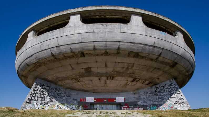 Socialist-era monuments and memorials near Buzludzha in Bulgaria 