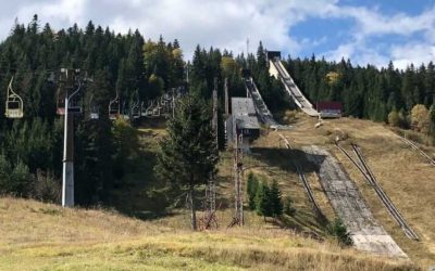The Olympic ski jumps and former Hotel Igman in Bosnia and Herzegovina